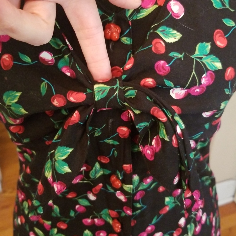 VTG Bobbie Bee Cherry Tie Maxi Dress - Picture 4 of 8